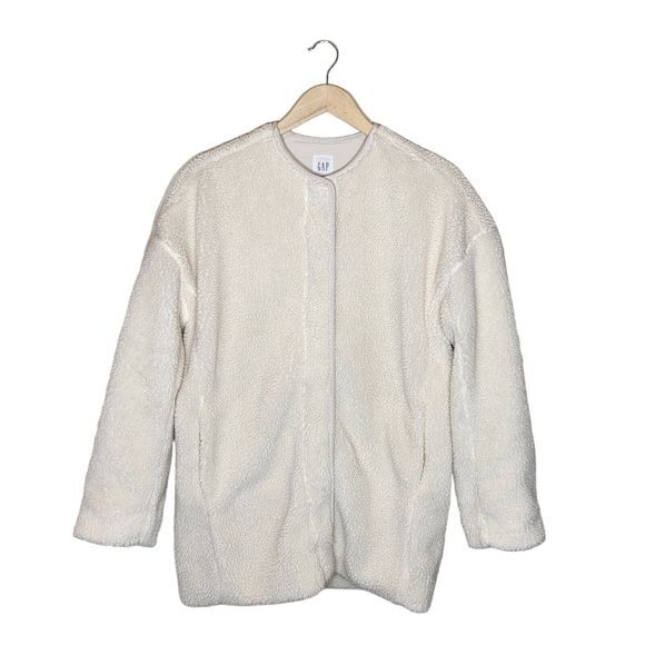 Gap‎ womens XS cream oversized teddy Shacket Cacoon Jacket Coat - Picture 5 of 16